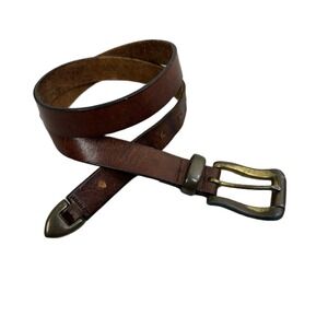 Vtg Aimee Lynn Belt Womens Medium Brass Buckle Tip Fits Distressed 1" 26.5-30.5